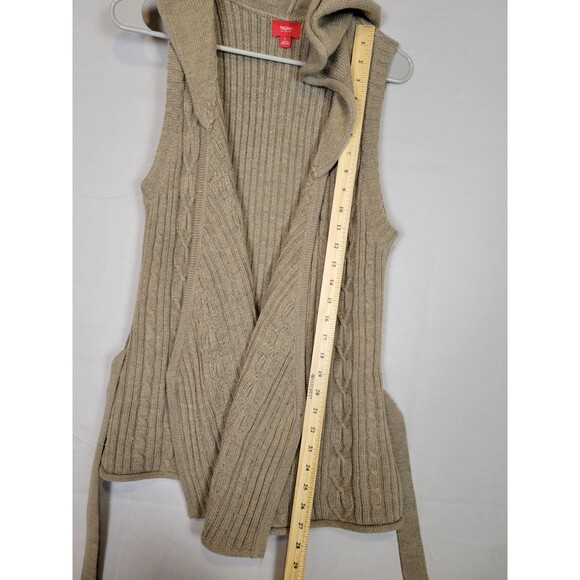 Mossimo Sleeveless Hooded Cardigan Sweater Vest Juniors Large Brown Preppy - Picture 5 of 9